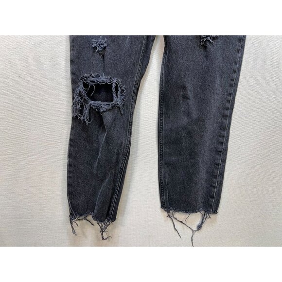 Abercrombie & Fitch Womens The Dad High Rise Denim Jeans 28/6 Black Distressed - Picture 6 of 11
